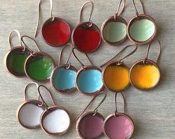 Enameled Penny Earrings