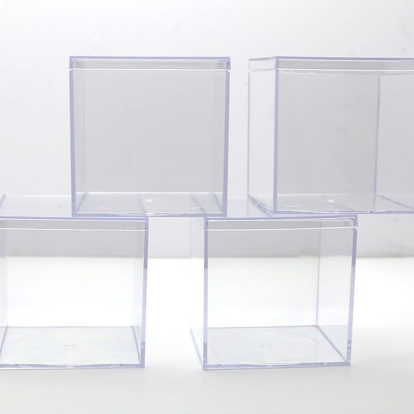 4" x 4" x 4" Clear Plastic Display or Storage Box Made in USA (Free Shipping)