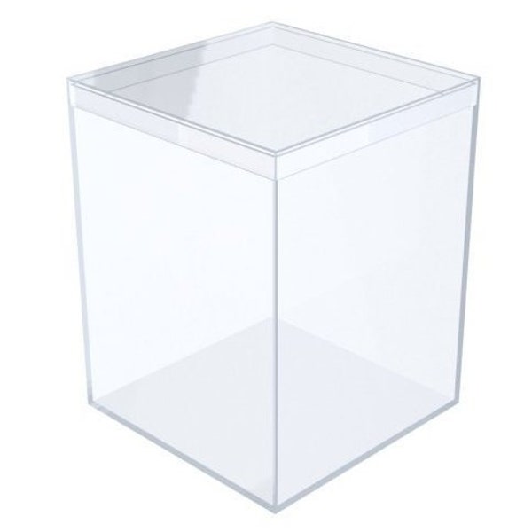 3 7/16" x 3 7/16" x 4 1/2" Clear Plastic Display or Storage Box Made in USA (Free Shipping)