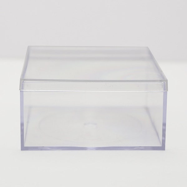 4" x 4" x 2" Clear Plastic Display or Storage Box Made in USA (Free Shipping) 6 Pieces Included