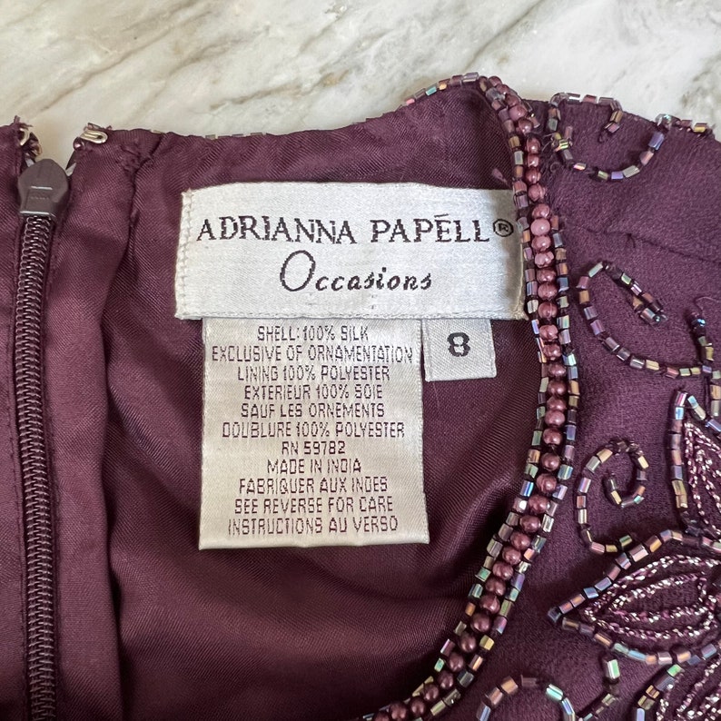 Adrianna Papell Boutique Glass Beaded Silk Short Sleeve Top blouse sz 8 vintage image 4