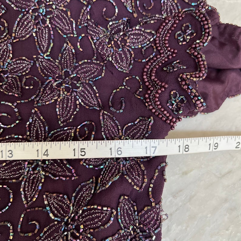 Adrianna Papell Boutique Glass Beaded Silk Short Sleeve Top blouse sz 8 vintage image 5