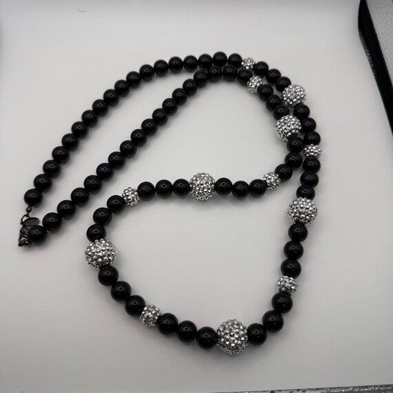 Kenneth Jay Lane Necklace Black Beads Rhinestone … - image 2