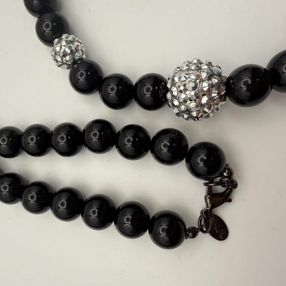 Kenneth Jay Lane Necklace Black Beads Rhinestone … - image 3