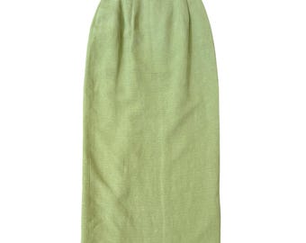 Anna Carole vintage silk/linen pencil midi skirt sage green back slit size 4 runs small. See measurements in pics