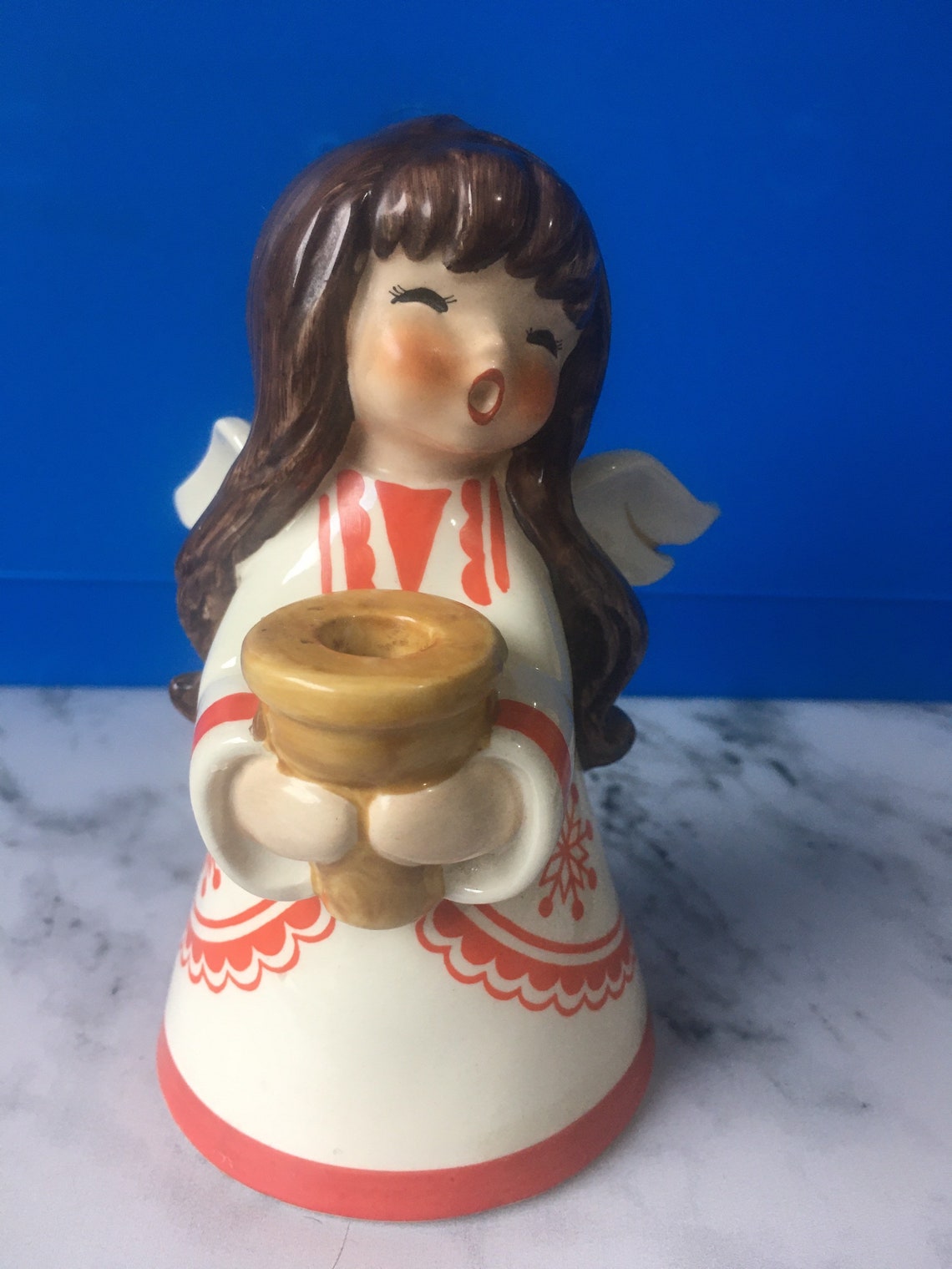 Goebel Christmas Angel candle holder c.5 tall Etsy