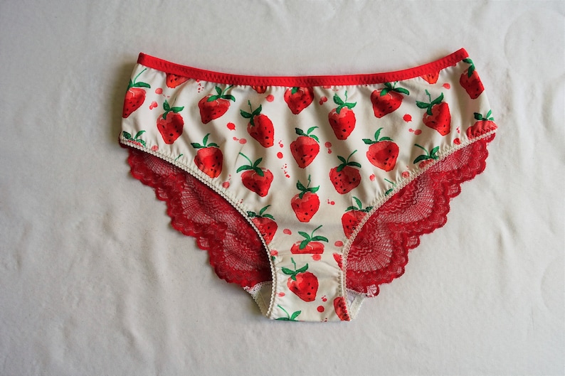 Strawberries Handmade Cotton Lingerie Set/ Cotton Panties & Etsy