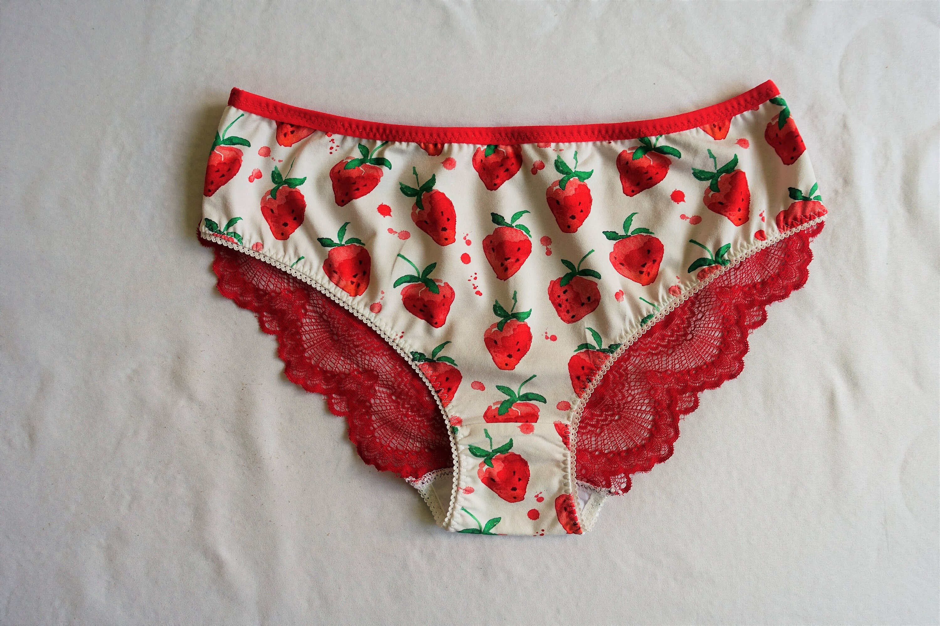 Strawberries Handmade Cotton Lingerie Set/ Cotton Panties & Etsy
