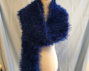 Navy Blue and Purple Fuzzy Scarf