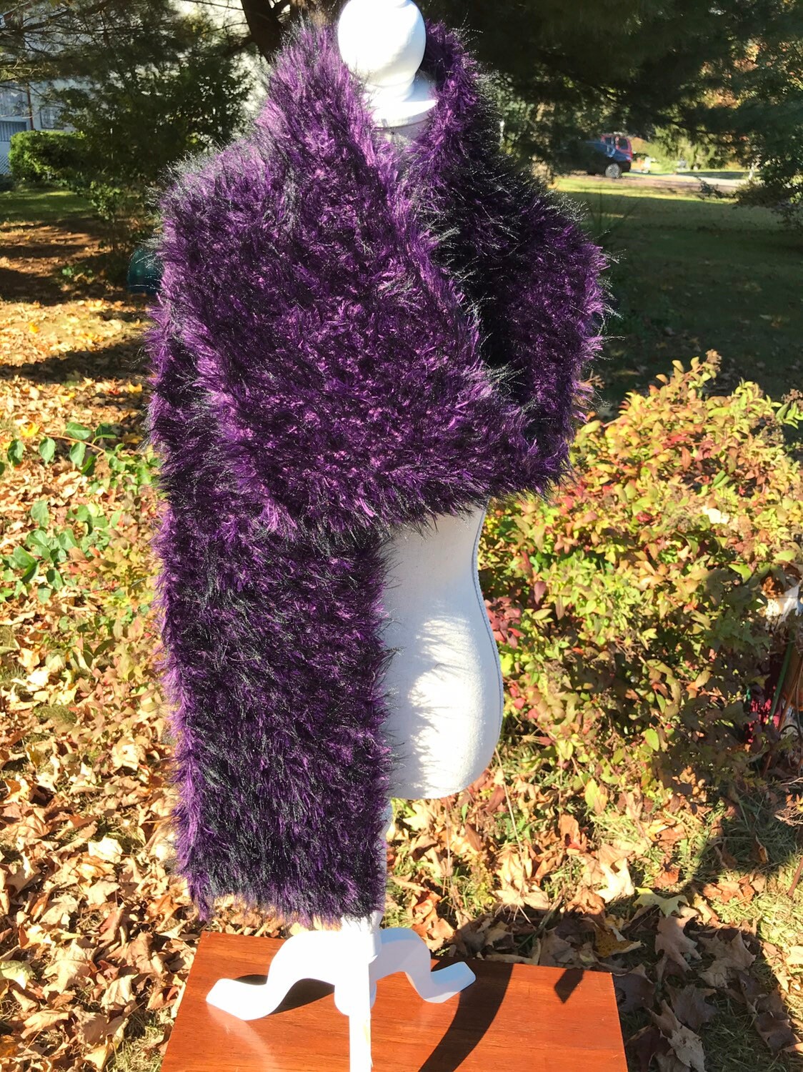 purple and black scarf