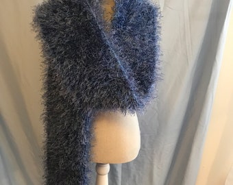 Denim Blue Fuzzy Scarf