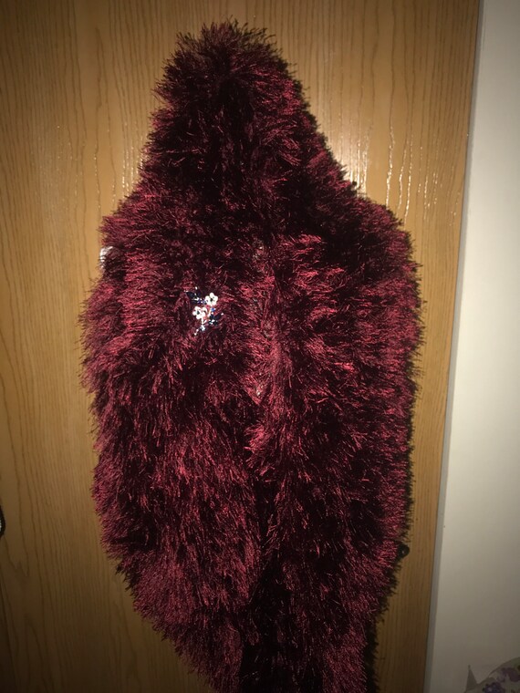 Burgundy Furry Infinity Scarf