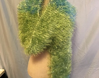 Luxurious, Beautiful, Fashionable, Lime Green & Blue Scarf