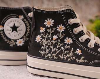 Converse personnalisées / Chaussures brodées de fleurs de mariage / Baskets brodées de fleurs de mariée / Baskets brodées de fleurs de mariage