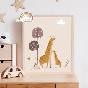 Giraffe nursery print, Baby giraffe print, Safari nursery wall art, Baby room poster, Printable wall art, Bohemian wall art, Nursery animals