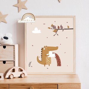 Crocodile nursery print, Nursery wall art print, Baby room poster, Printable wall art, Bohemian wall art, Boho nursery printable, Animal art