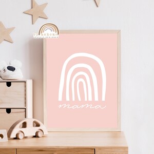 Newborn Art, Mom and Baby Print, Rainbow Wall Decor Print, Baby Room Poster Minimalist Nursery Art, Nursery Art Rainbow, Boho Decor Wall Art