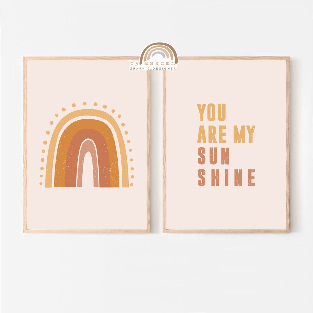 Rainbow Nursery Art Print Set, Boho Sunshine Decor (digital Download ...