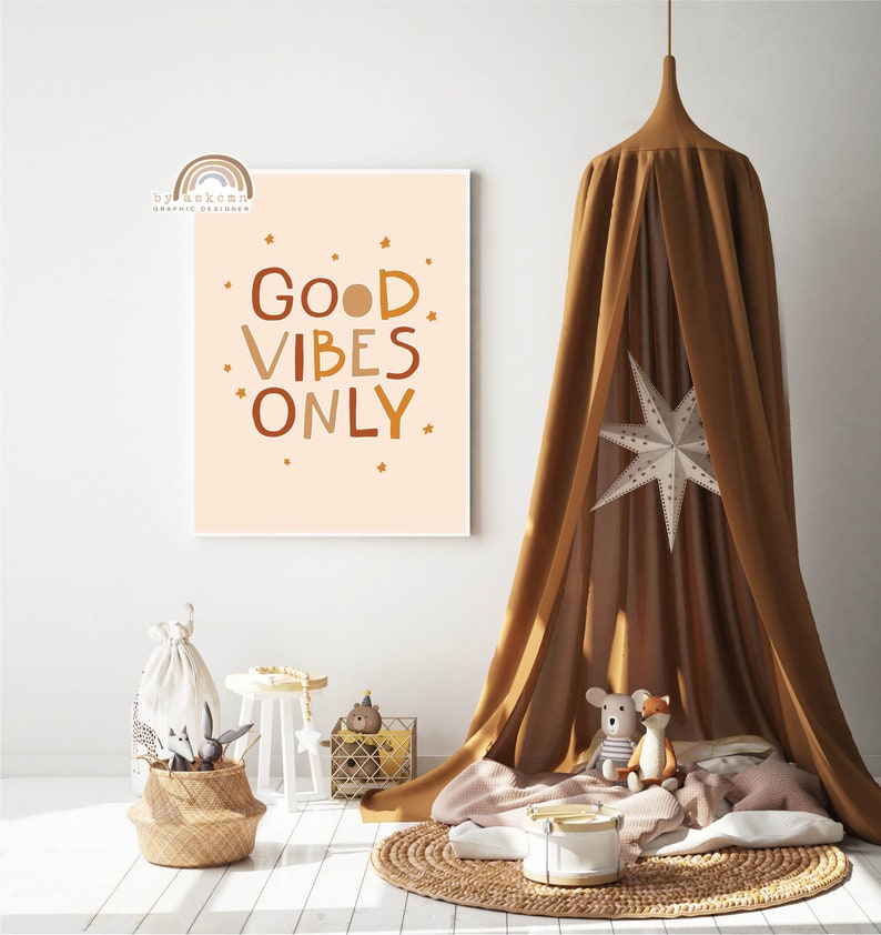 Boho Nursery Kids Wall Art Abstract Rainbow Print Rainbow Blush Pastel Nursery Decor Neutral Rainbow Art Good Vibes Only Print