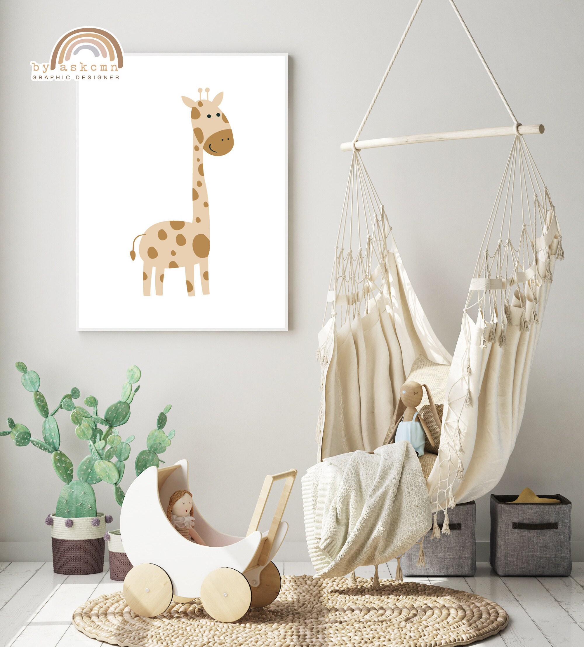 Dschungel Tiere Portrait Giraffe Kinderzimmer Wandkunst | Etsy