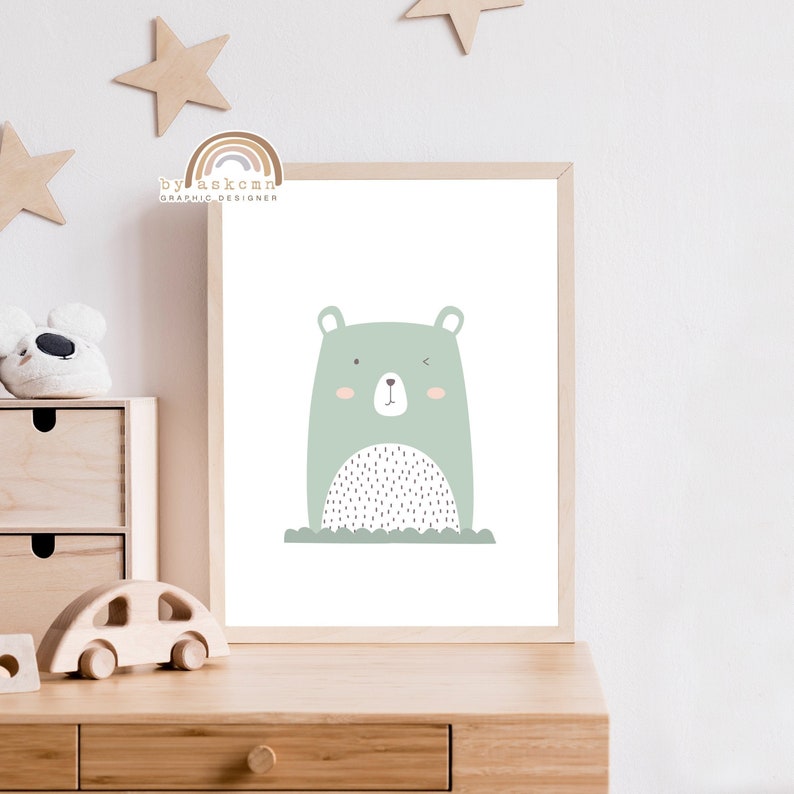 Printable Nursery Wall Art Decor, Instant Digital Download, Baby Room Poster, Nursery Animals ...
