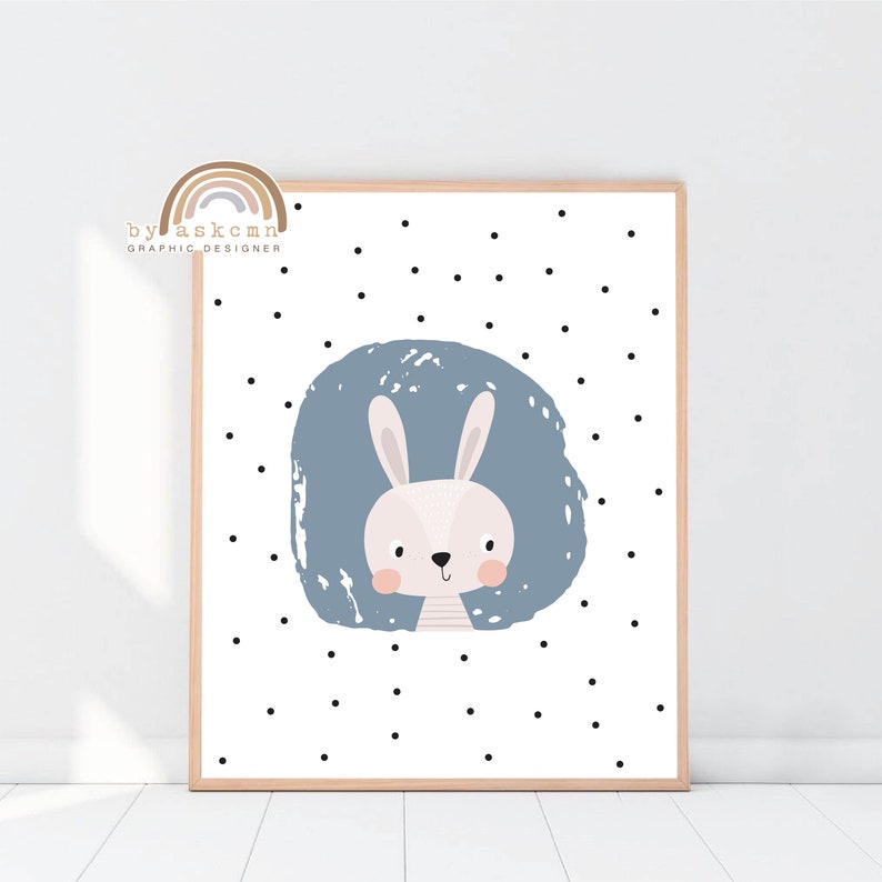 Bunny Rabbit Print, Rabbit Wall Art, Nursery Animal Prints, Woodland ...
