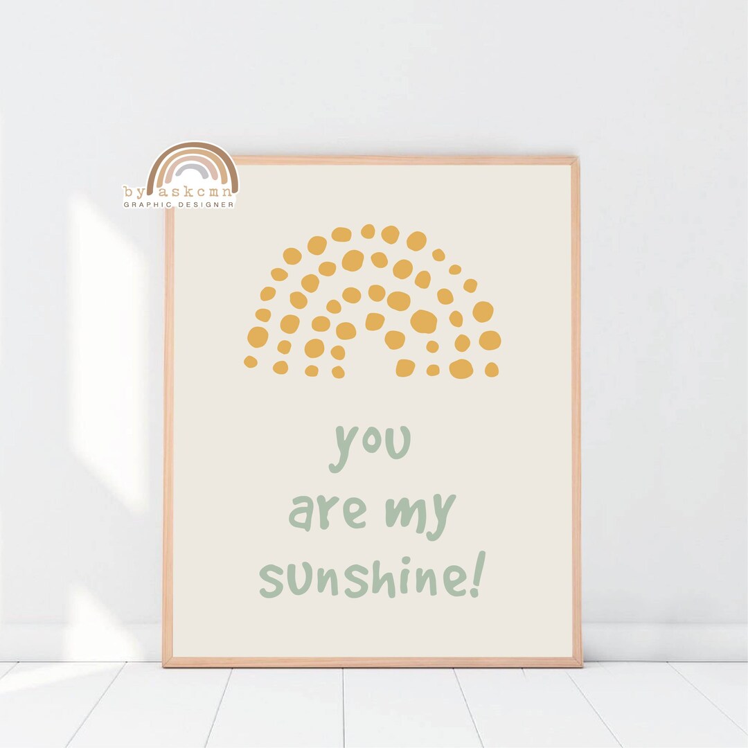 You Are My Sunshine, Nursery Wall Art, Boho Nursery Print, Rainbow