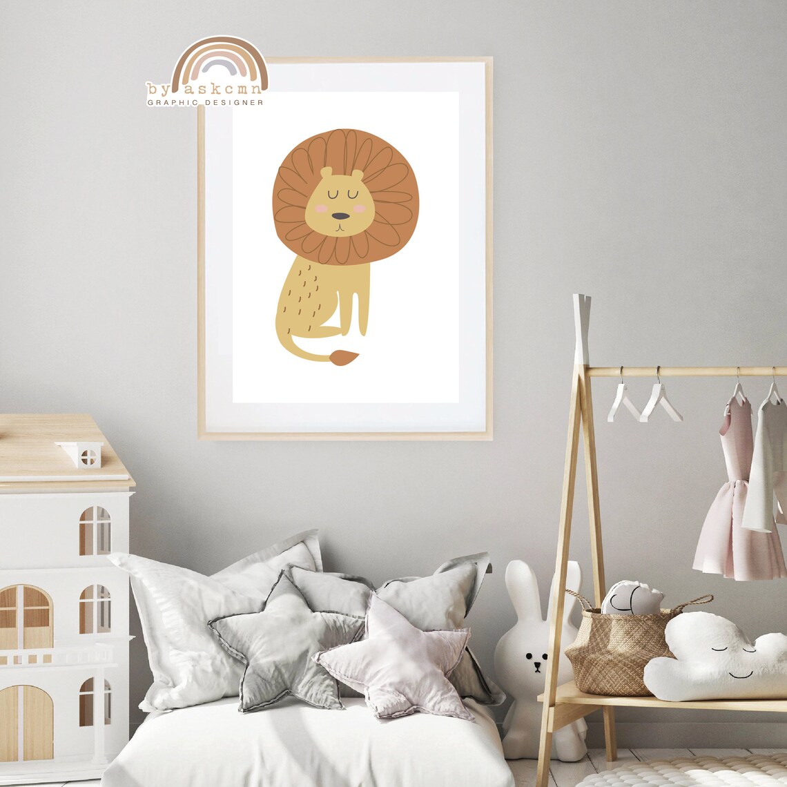 Lion Baby Room Poster, Printable Nursery Art Poster, Baby Room Poster