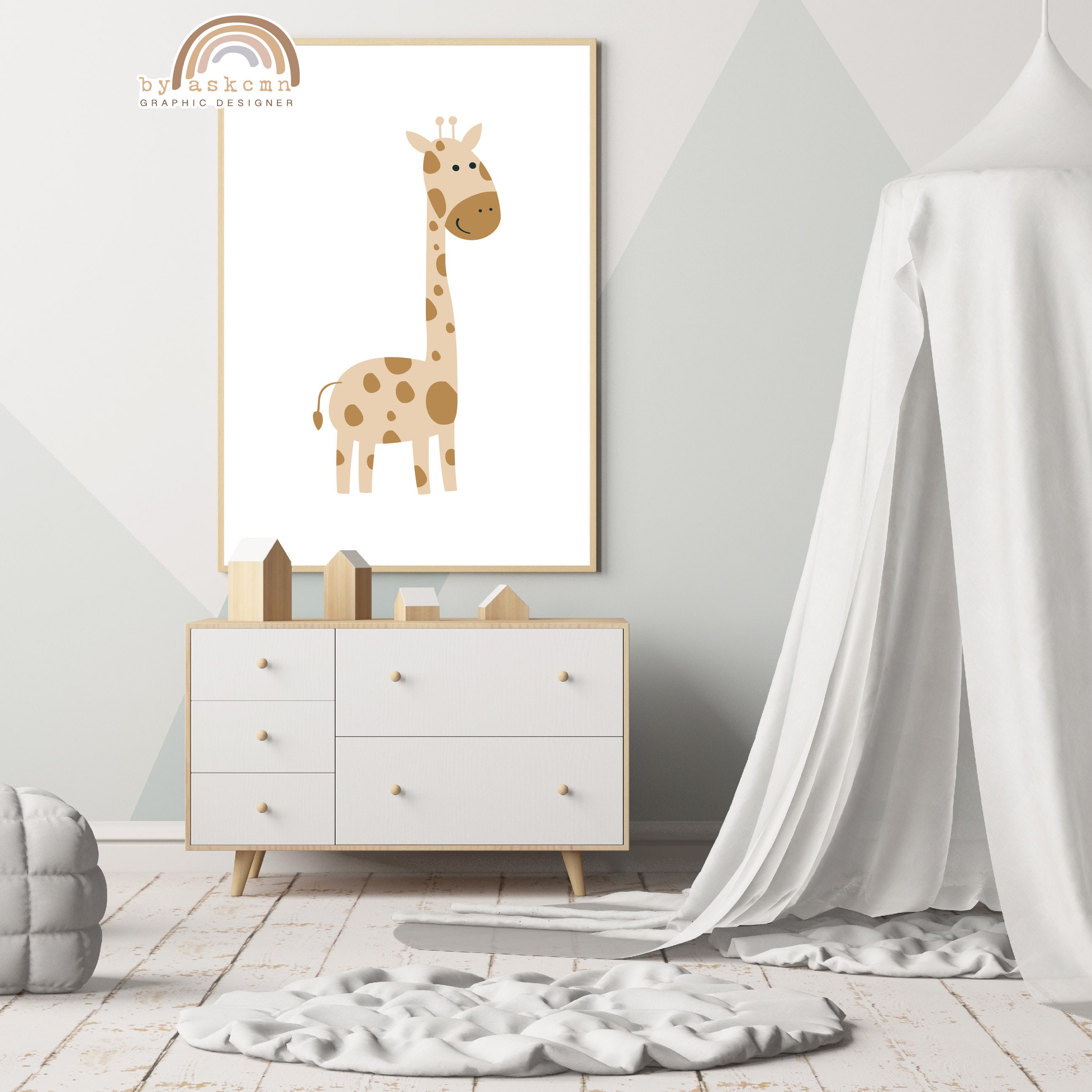 Dschungel Tiere Portrait Giraffe Kinderzimmer Wandkunst | Etsy