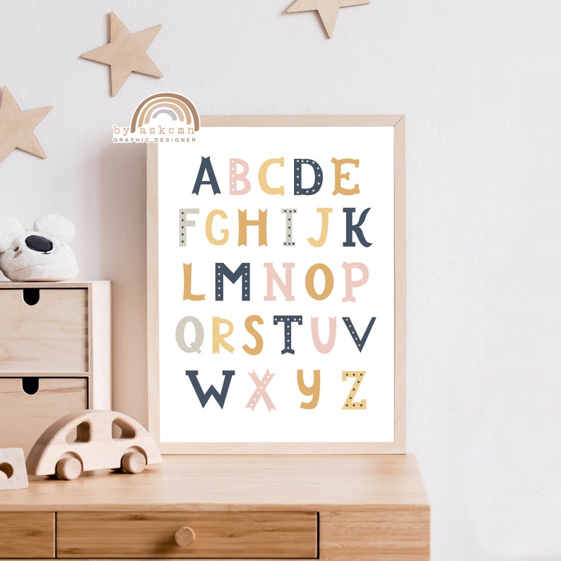 Alphabet Nursery Wall Art, Letter Wall Decor, Nursery Wall Decor, Baby