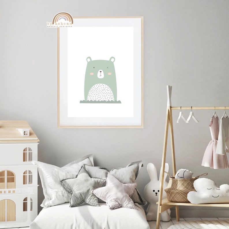 Printable Nursery Wall Art Decor, Instant Digital Download, Baby Room Poster, Nursery Animals