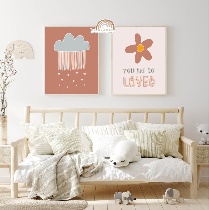 Boho Wall Art Gender Neutral Nursery Decor Neutral Wall Art Etsy