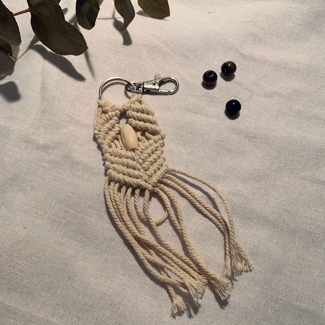 Macrame Key ring with wooden bead Essential Oil diffuser Etsy