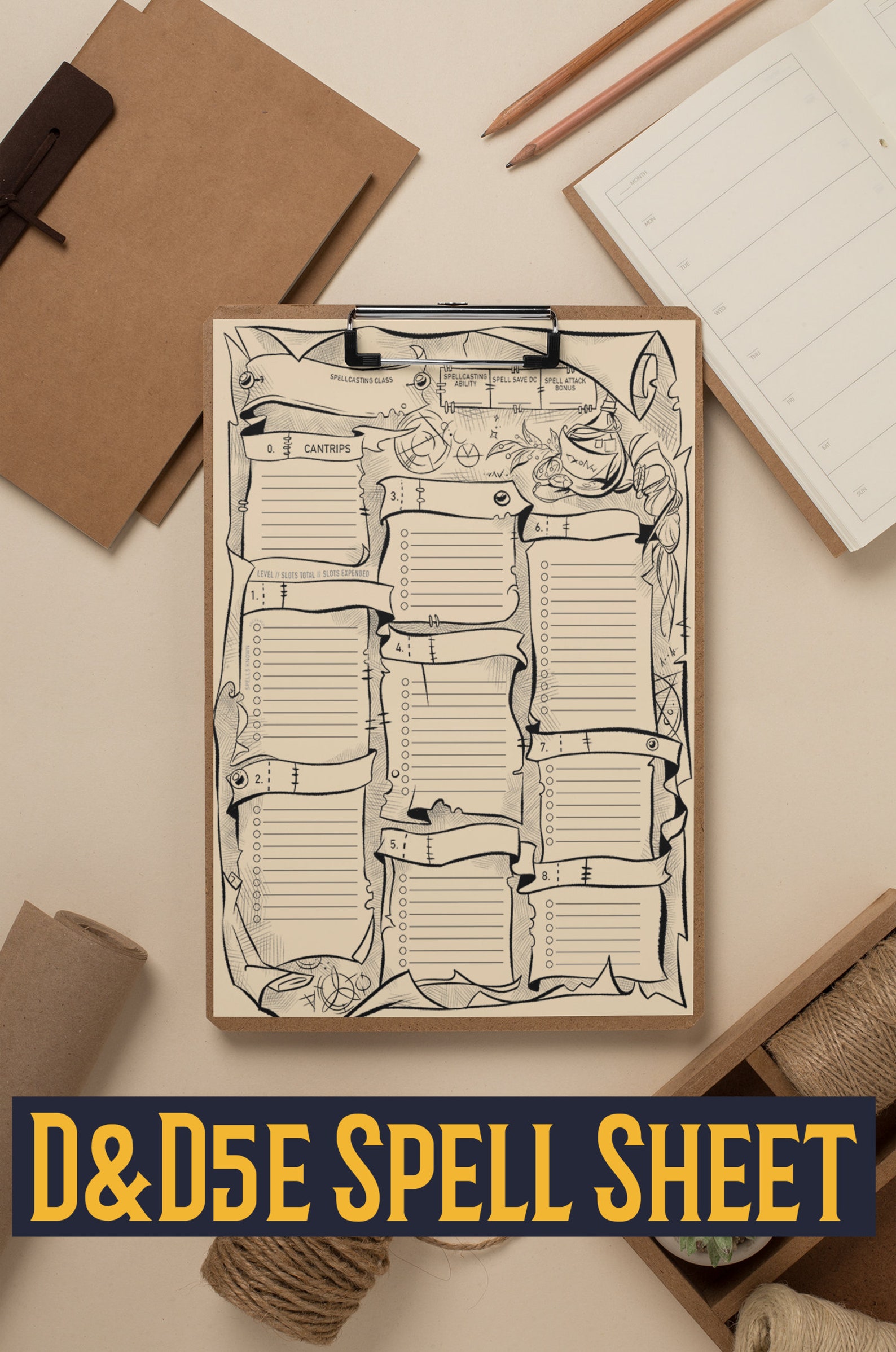 Spell Sheet for Dnd5e Printable PDF Dnd Character Sheet - Etsy Hong Kong