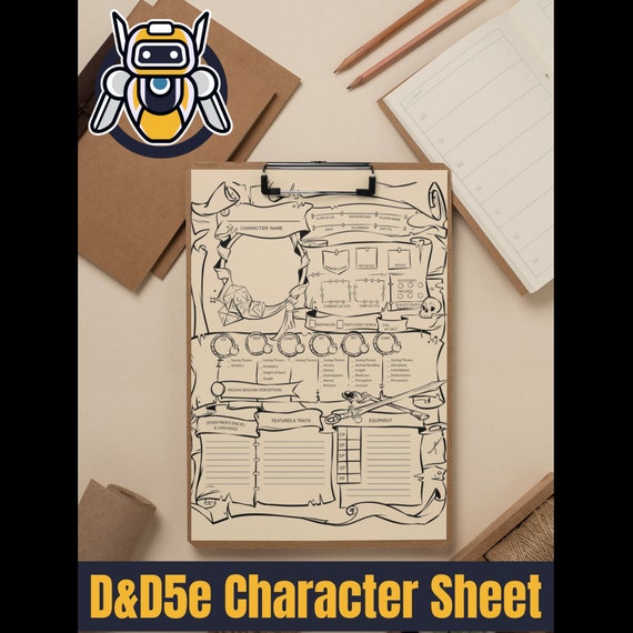 Dungeons And Dragons 5e Character Sheet Printable Pdf Etsy