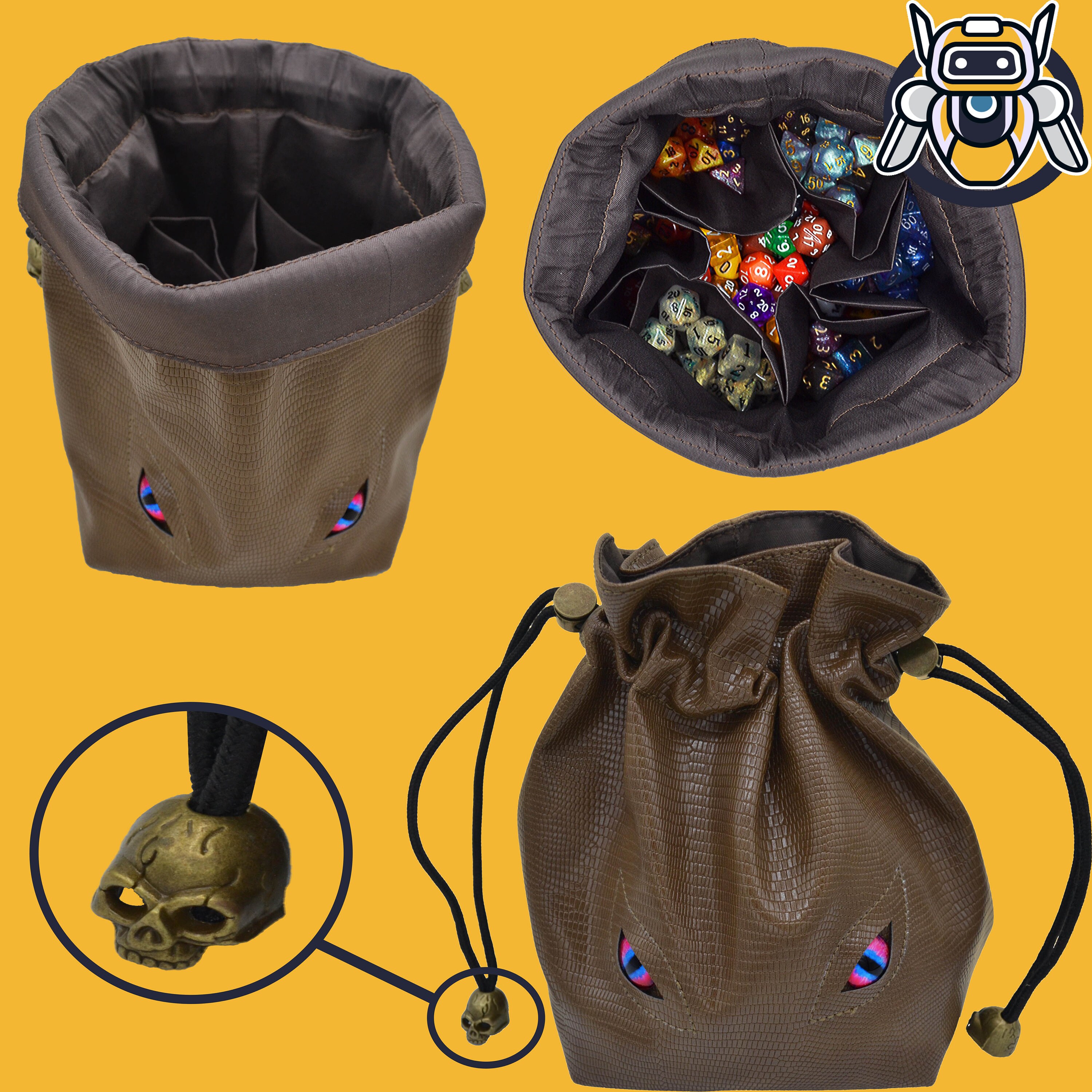 Mimic dice bag with pockets dnd dice bag monster dice etsy