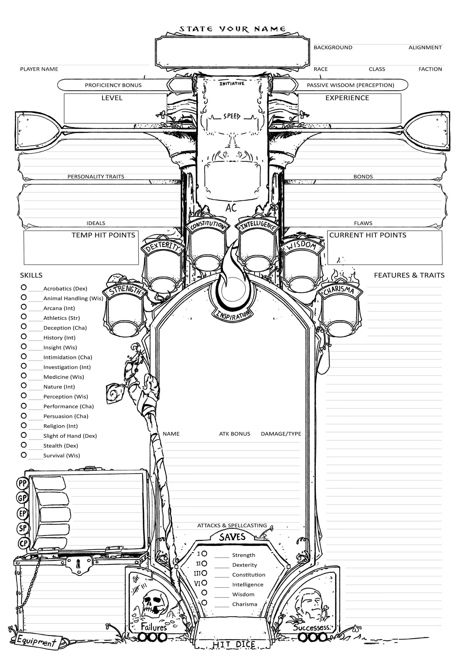 Dnd 5e Character Sheet Caster Class Version Dnd Character Etsy