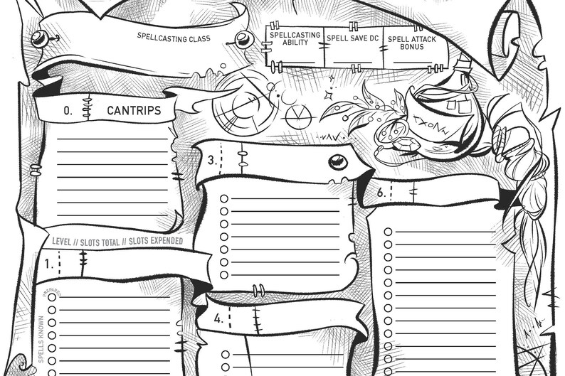 Spell Sheet for DnD5e Printable PDF DnD Character Sheet | Etsy