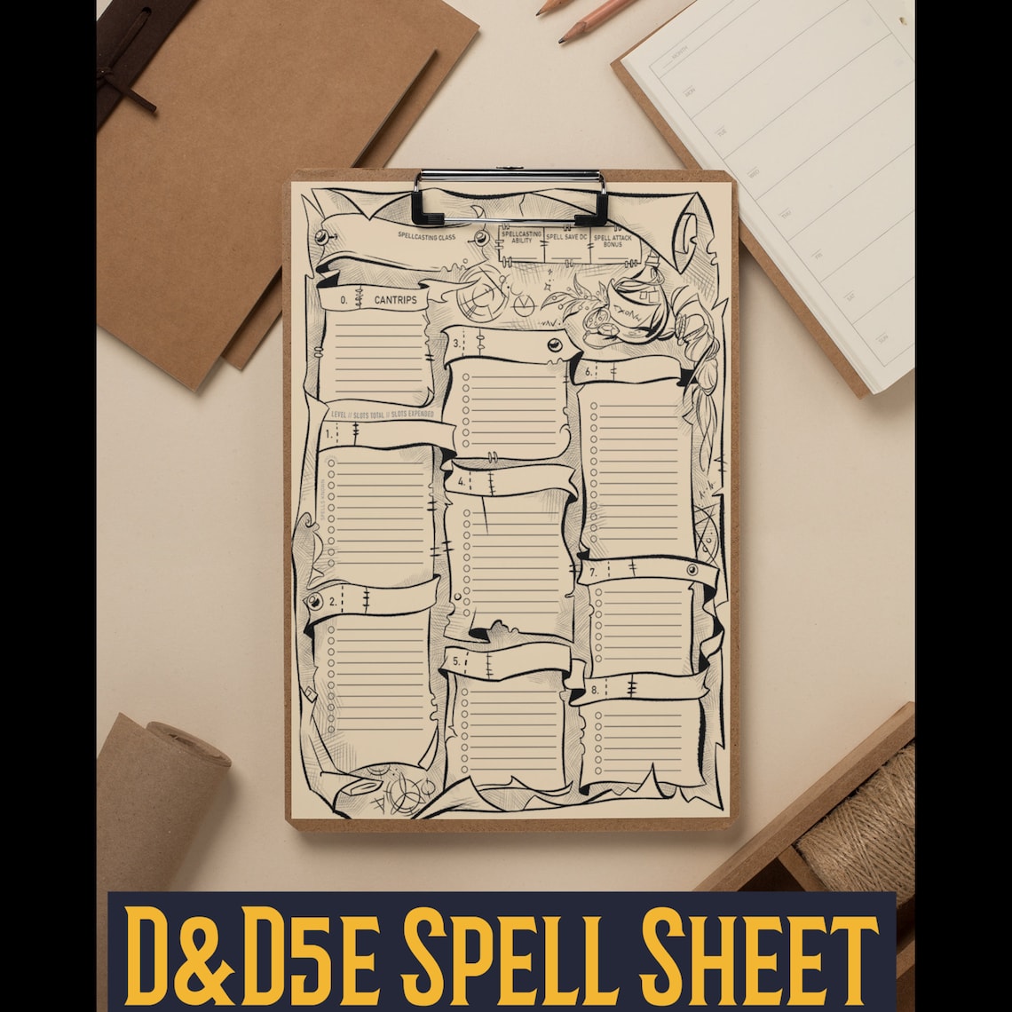 Spell Sheet for Dnd5e Printable PDF Dnd Character Sheet - Etsy