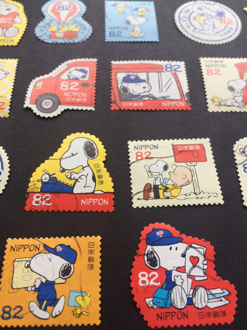 20 Snoopy Charlie Brown Peanuts Japan Postage Stamps used Etsy Canada