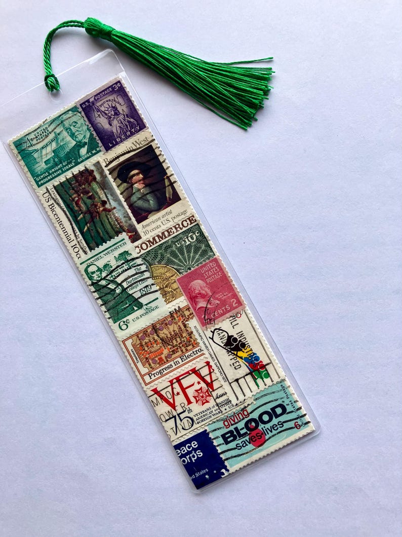 Unique US Vintage Postage Stamp Bookmark- Handmade Gift for Stamp ...