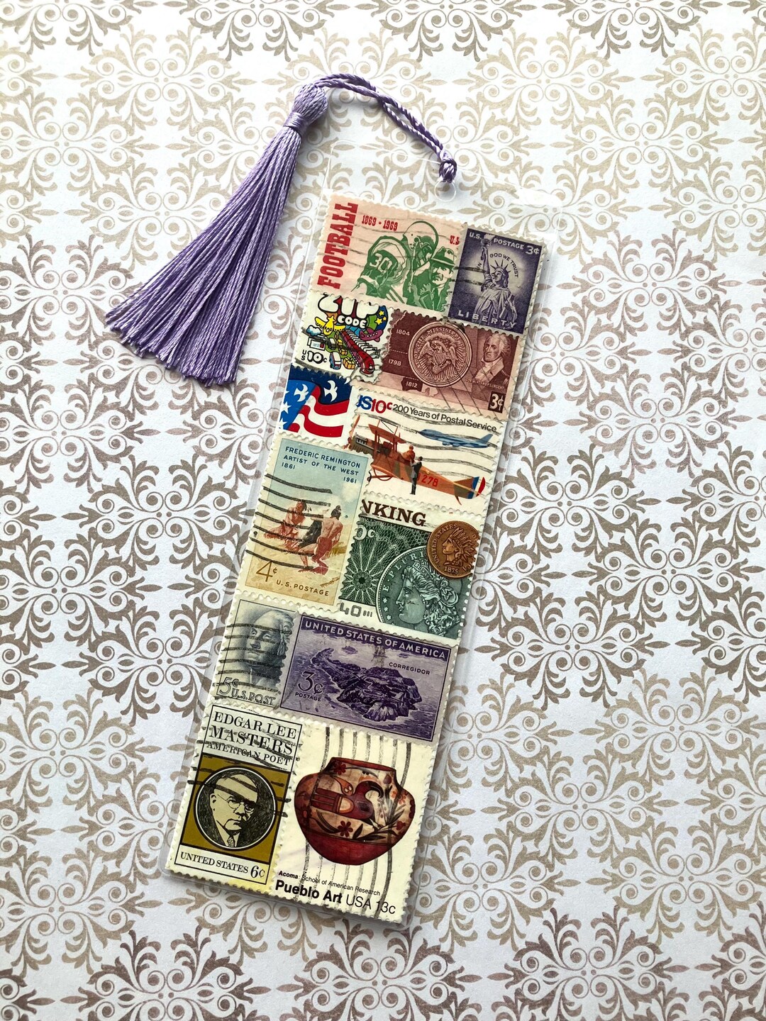 Unique US Vintage Postage Stamp Bookmark- Handmade Gift for Stamp ...