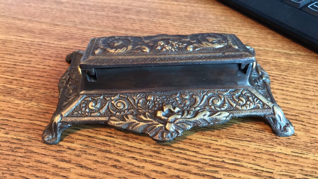 Vintage Postage Stamp Holder dark Brass colored metal stamp Etsy