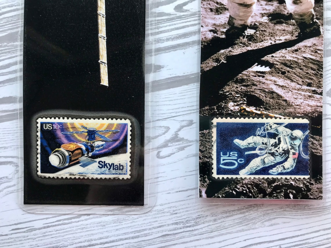 Outer Space NASA Theme Postage Stamp Bookmarksgenuine USA Space Postage Stamps Apollo Soyuz