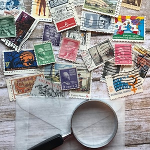 Lot de timbres-poste des États-Unis - Paquet de 25 timbres d'occasion pour collection de timbres ou collage, création de cartes, papier éphémère, découpage