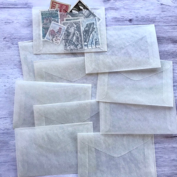 Mini-enveloppes en verre vintage vintage - pour les timbres-poste ou tout autre espace de rangement