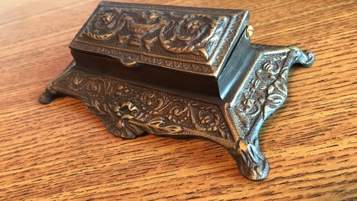 Vintage Postage Stamp Holder dark Brass colored metal stamp Etsy