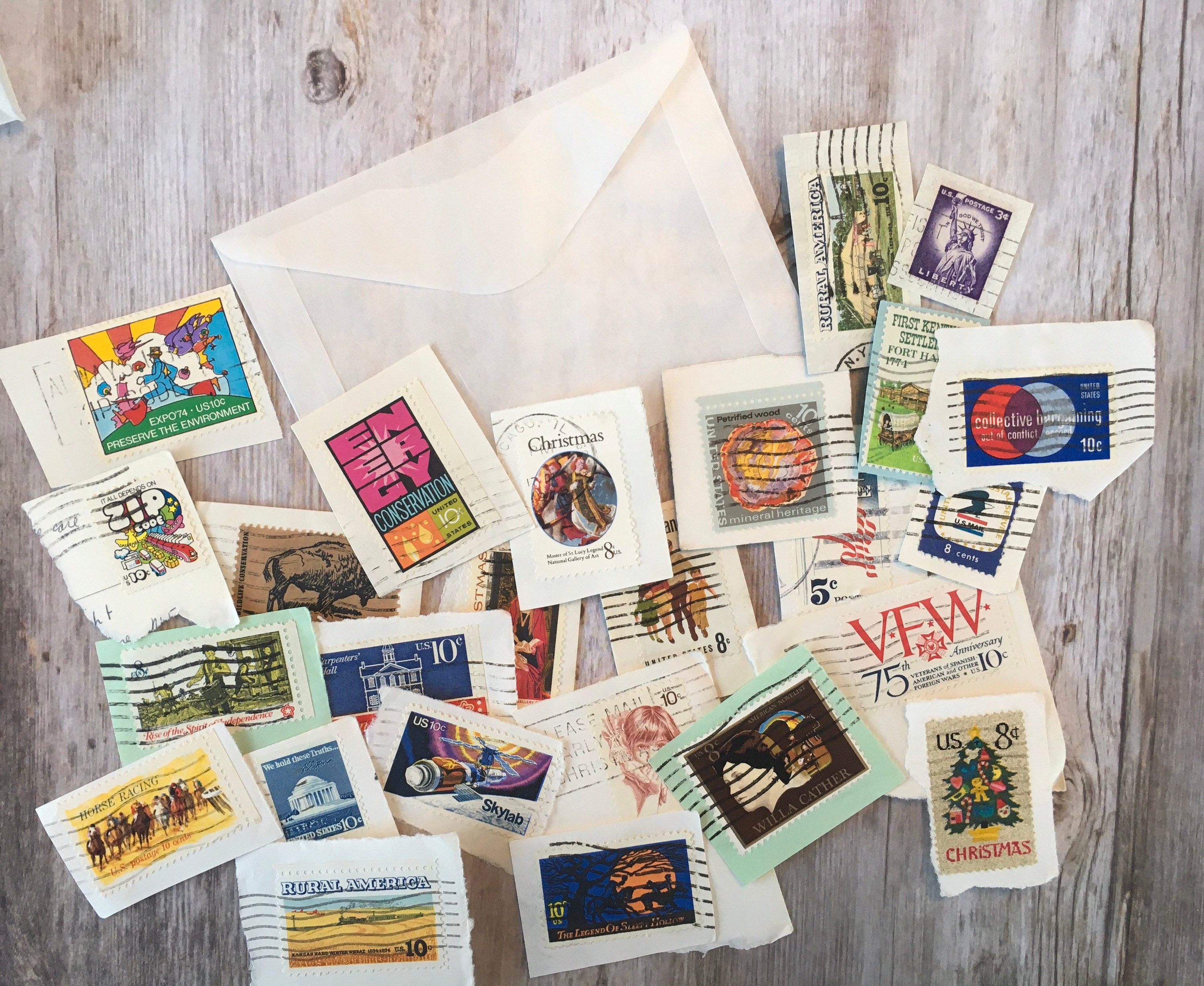 USA Postage Stamp Lot Package of 25 Used on paper mixed Etsy