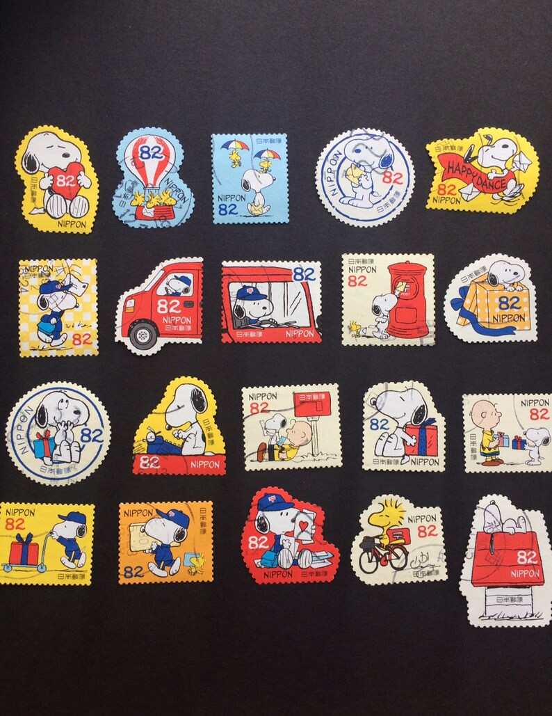 20 Snoopy Charlie Brown Peanuts Japan Postage Stamps used Etsy Canada
