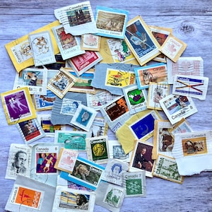 Lot de 30 timbres-poste du Canada utilisés, SUR PAPIER pour collection de timbres ou collage, création de cartes, papier éphémère, découpage